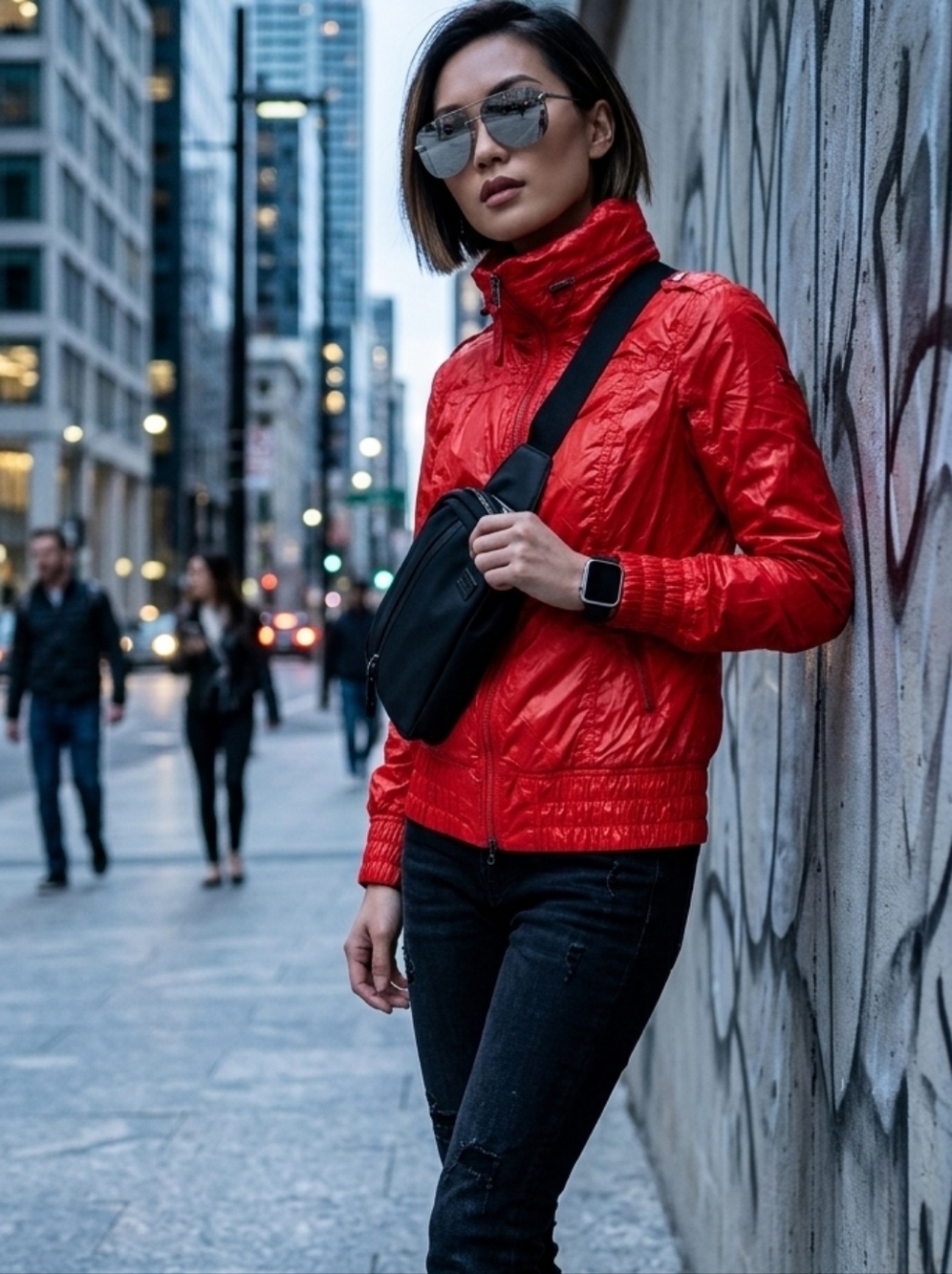 MACKAGE PACKABLE WINDBREAKER JACKET RED LIGHTWEIGHT K-WAY STYLE ZIP UP SIZE M